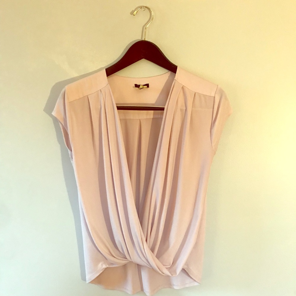 Blush drape front shirt